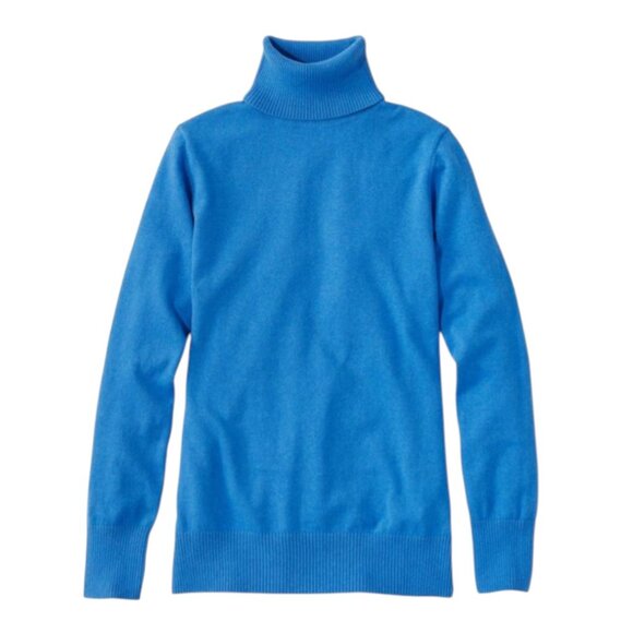 LL Bean Women's Cotton Cashmere Sweater Turtleneck Light Ocean Blue Plus 1X NWOT - Picture 1 of 13